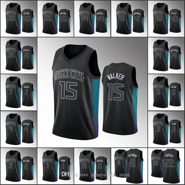

charlotte hornets men miles bridges jeremy lamb devonte' graham cody zeller nba black custom jersey, Black;red