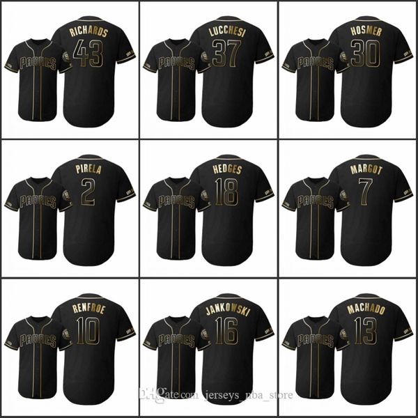 

san diego padres men #4 wil myers 13 manny machado 43 garrett richards women youth flex base golden edition custom jersey, Blue;black