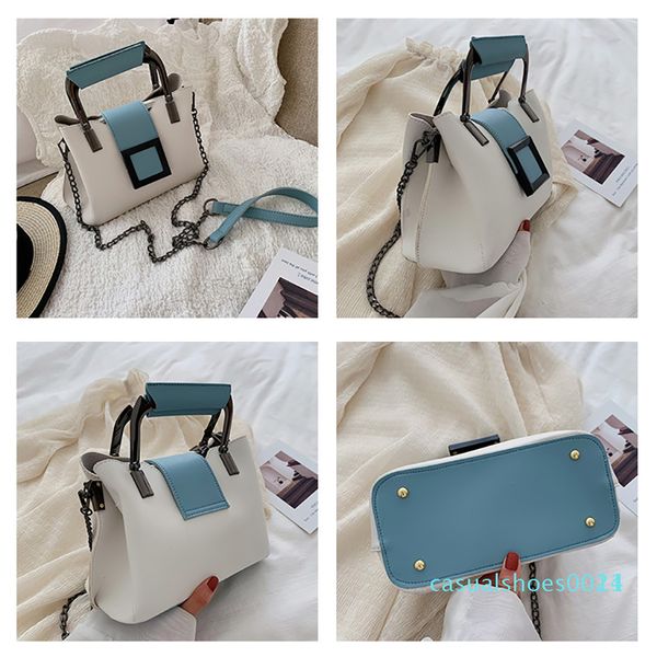 

fashion panelled chain bucket bag for women designer handbag luxury pu leather ladies messenger crossbody bag large purses tote5 c14