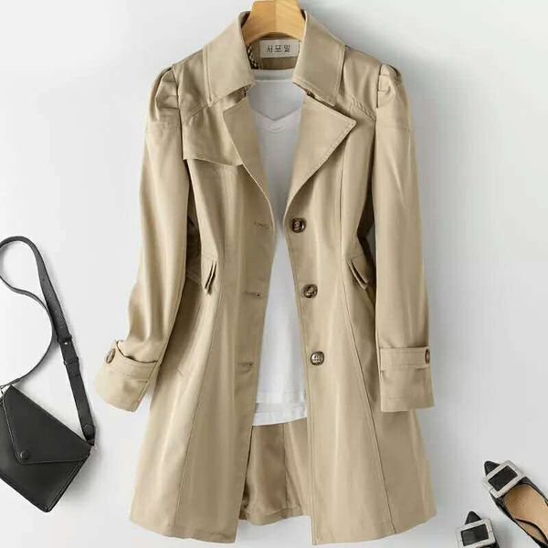 

2020 new fashion spring autum women trench windbreaker plus size coat  5xl khaki midi-long style windbreaker female outerwear, Tan;black