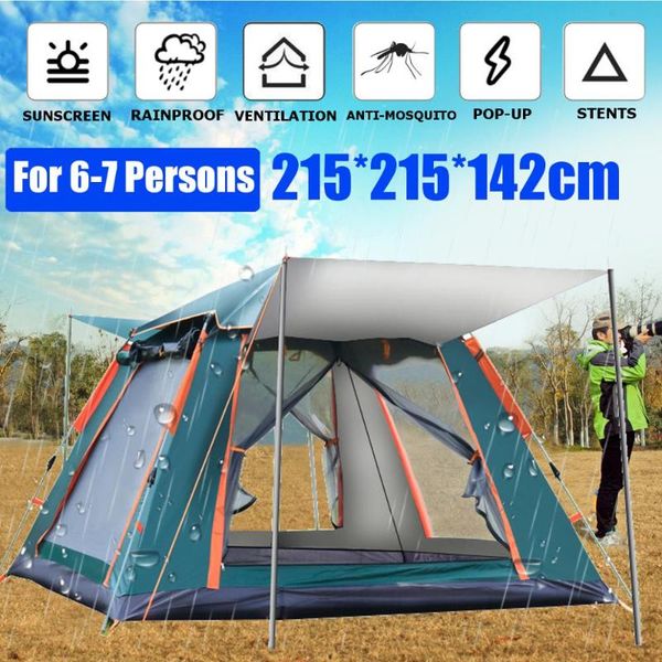 

tents and shelters 3-7 person automatic camping tent outdoor ultralarge large family tourist double layer waterproof easy setup hiking