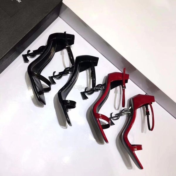 

red black patent leather summer gladiators high heel cover back women's sandals wedding pumps, Blue