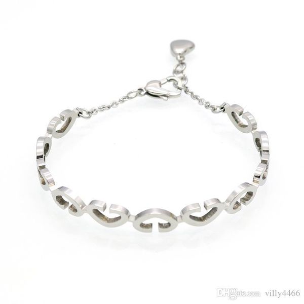 

2019 new brand fashion luxury bracelet heart linked to heart heart open women love couple bracelet jewelry wholesale, Black