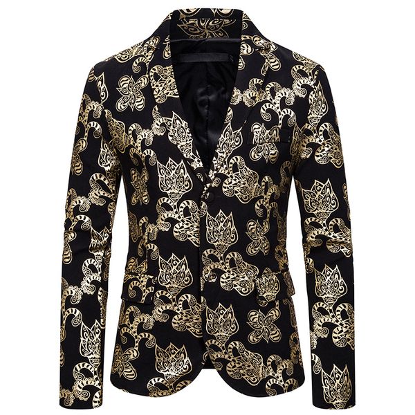 

dress men suit jacket slim fit fashion bronzing suits for party stage fashion lapel wild casual blazer autumn silver gold new, White;black
