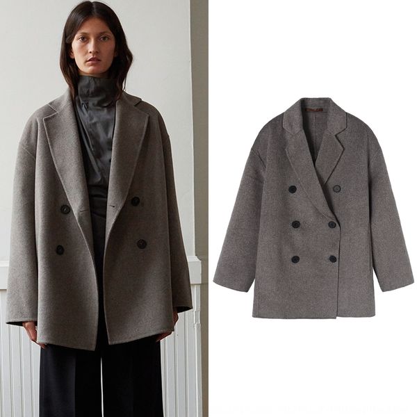 

double-sided double-breasted short short coat wool blend double-sided coat two colors comfortable, Black