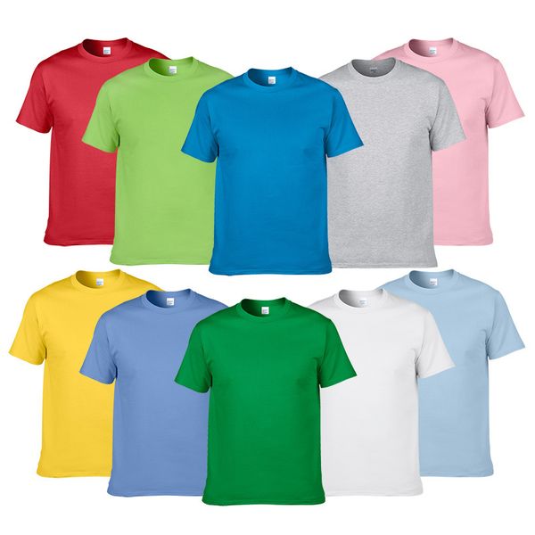 

summer style 100% cotton solid color t shirt men pure color tees brand short sleeve t-shirt male clothing, White;black