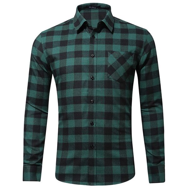 

mens vogue plaid shirt slim fit spring autumn male casual turn-down collar long sleeved shirts soft comfortable s-2xl ing, White;black