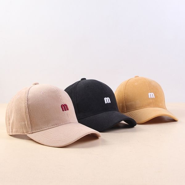 

korean wick baseball new m letter baseball cap corduroy student cap fashion all-match men' and women' sun hat, Blue;gray
