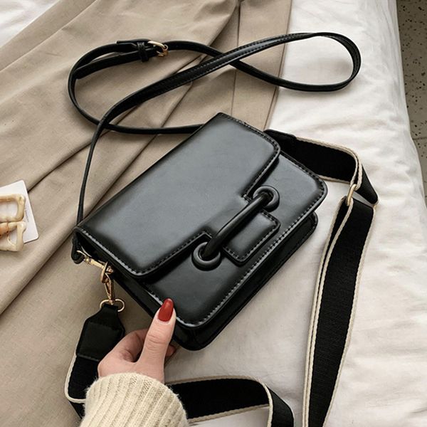 

solid color casual crossbody bags for women 2020 qauilty fabric wide shoulder strap small square bags girls messenger handbags