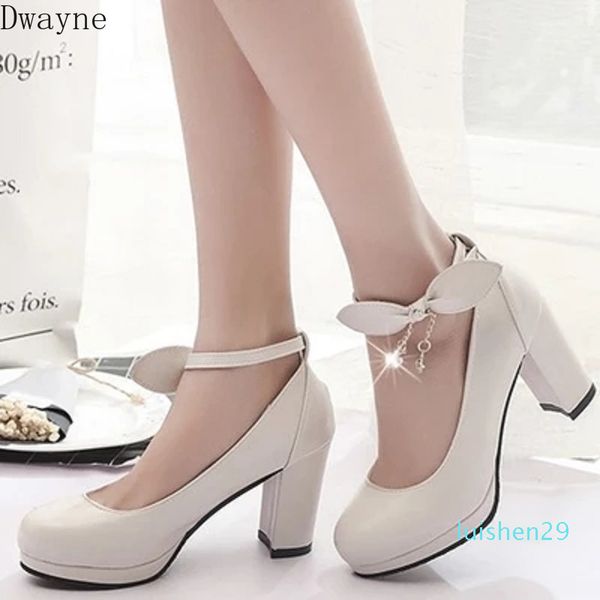 

2020 new mary jane ladies high heels wedding shoes white platform shoes lady blue pink beige. l29, Black
