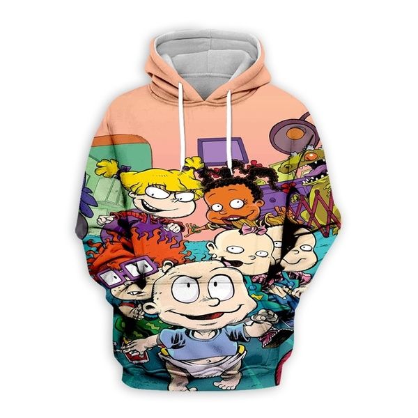 

hip men/womens cartoon new 3d art print rugrats funny casual fashion tracksuits 90's hop hoodies/sweatpants nj02 sqtnv, Black