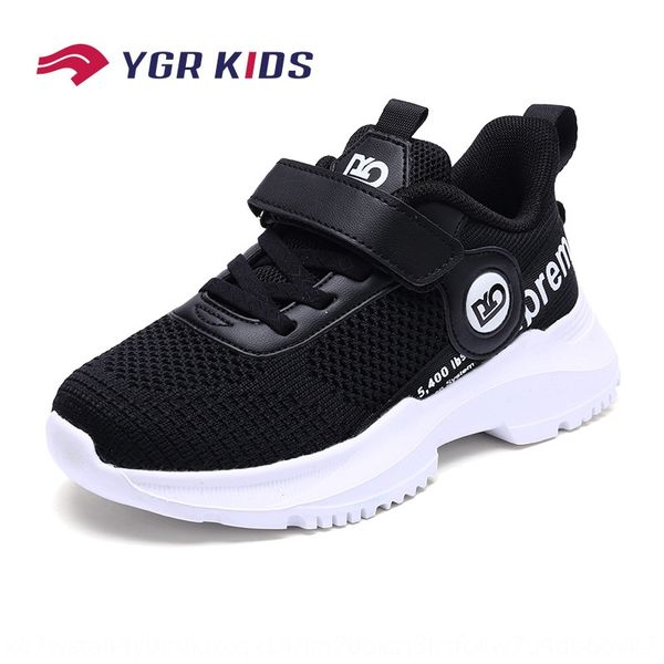 

5onpo yonggaoren sneakers children's shoes autumn 2020 new flying woven breathable mesh boys' anti-skid korean fashion children&#0, Black