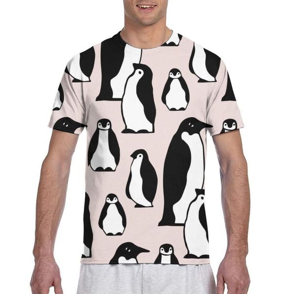

cute пингвины на розовый повседневный футболки tee топы лето мужчины с коротким рукавом streetwear мужской моды майки, White;black
