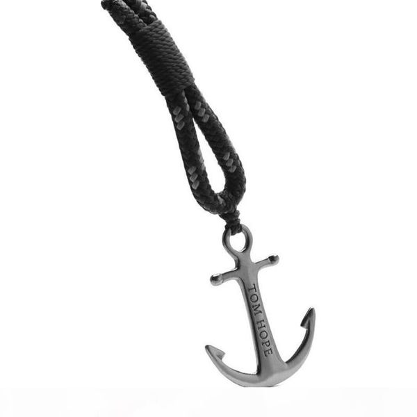 

i tom hope bracelet 4 size handmade triple black thread rope bracelet bangle stainless steel black anchor charms bracelet with box and, Golden;silver