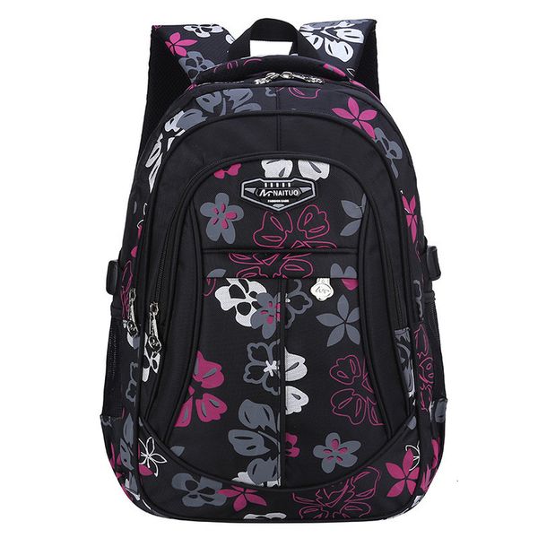 

elementary school bags big capacity backpack for teenagers girls waterproof floral print kids bookbag black mochilas escolars