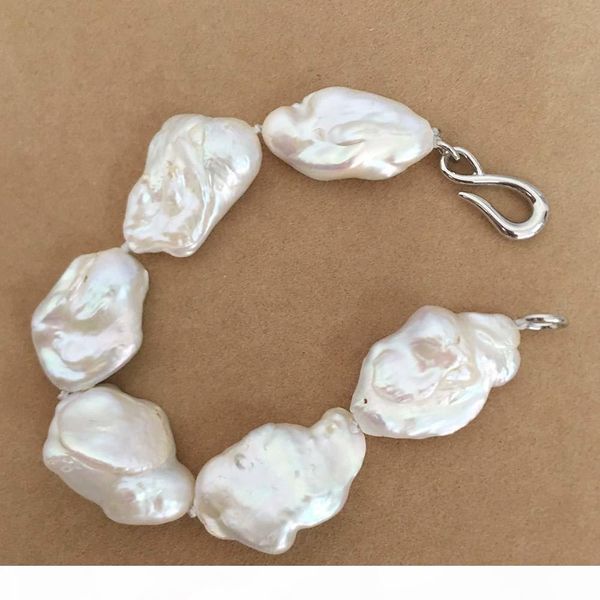 

100% природа пресноводный барокко pearl браслет хорошего качества big baroque жемчужный браслет sh190925, Golden;silver