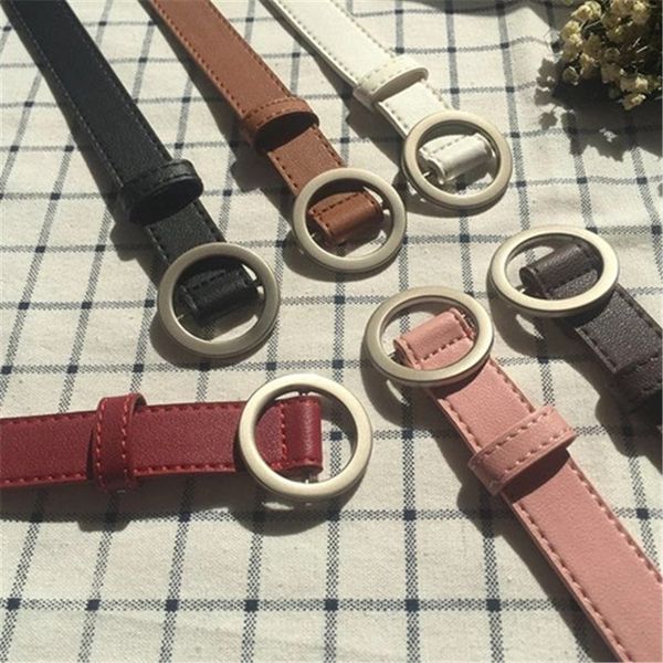 

no.onepaul circle pin buckles belt female deduction side gold buckle jeans wild belts for women fashion students simple new, Black;brown
