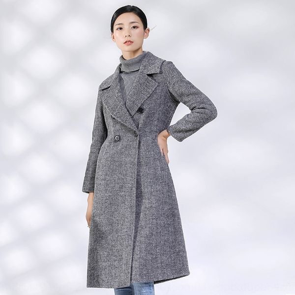 

lgc25 double-sided cashmere women's coat woolwool wool 2019 autumn and winter new korean style high-end double-breasted herringbone lon, Black
