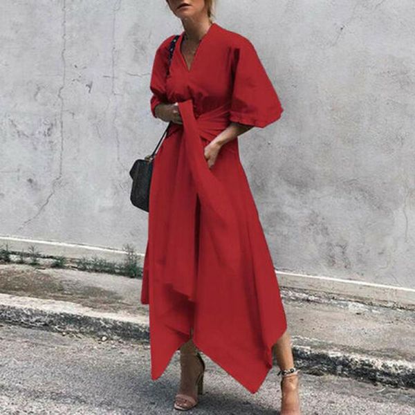 

party dresses autumn ladies lace v-neck midi dress women summer long sleeve cotton linen shirt loose pocket, White;black
