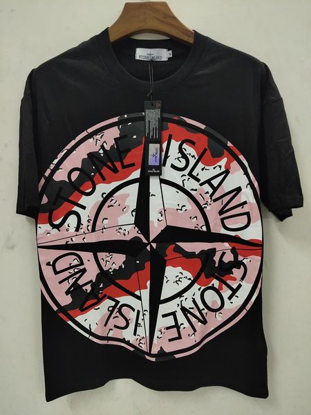 

20ss stone summer island short sleeve tees embroidered round logo men and women round neck t-shirt couple casual designer t-shirts h2012, White;black