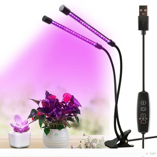 

led grow light full spectrum plant lamp with clip dual three head greenhouse growing flower plant lamp dimmable led aquarium lighting
