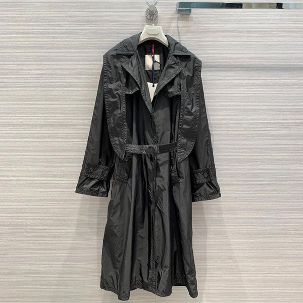 

women's trench coats 2021 spring high-end casual coat women lace up lapel long sleeve fashion loose streetwear solid color overcoat, Tan;black
