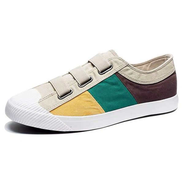 

basic mens canvas shoes patchwork rubber lace-up mens casual shoes lightweight round toe male sneakers, Black