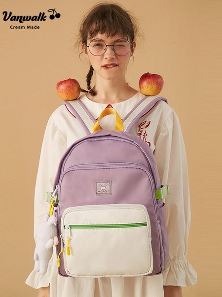 

dyfka vanwalk shoulder bag schoolbag backpack women's sweet and lovely solid color large capacity new korean style school girl style sc