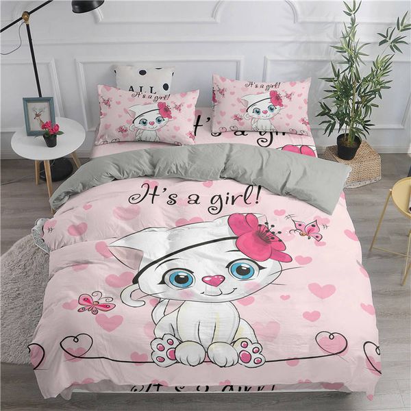 Cartoon Bedding Set Cute Cats Printed 3d Duvet Cover Set Twin Full Queen King Double Sizes Comforter Bedclothes Cheap Bedding Bedspreads And Comforters From Highqualit02 149 99 Dhgate Com