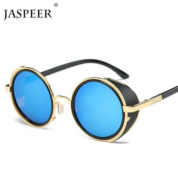 

jaspeer round sunglasses women men 2020 designer vintage punk style black blue mirror alloy frame male sunglasses, White;black
