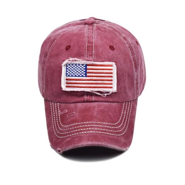 

ladies washed cotton high ponytail flag sunshade cap, Black