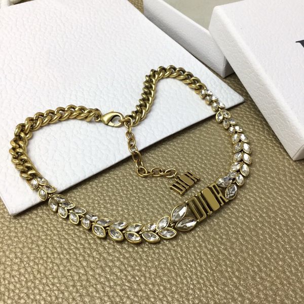 

d family/di family 2020 new fashion wheat ear necklace female letter horse eye diamond chain necklace female, Silver