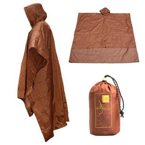 

3 in 1 raincoat backpack rain cover rain coat hood hiking cycling cover poncho waterproof tent outdoor camping tent mat, Blue;black