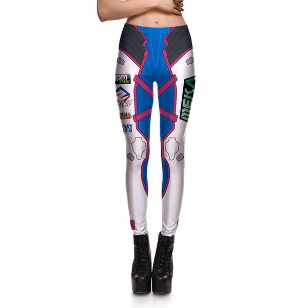 

leggings d.va games womens robot module fades geometry leggings digital print pants trousers stretch pants plus size, Black