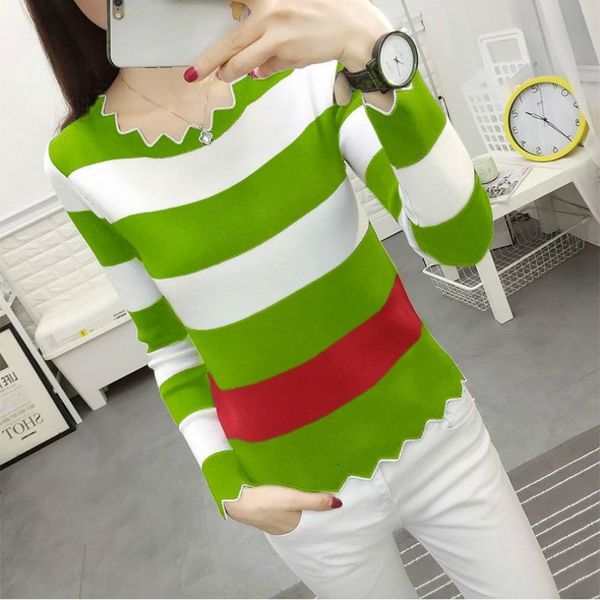 

women's sweaters autumn winter striped sweater women knitted pullover long sleeves elasticity femme jumper thin stripe black white woma, White;black
