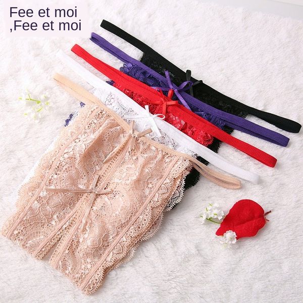 

jumu underwear women's perspective crotch women's t-pants underwear lace lace t-pants 7102, Black;white