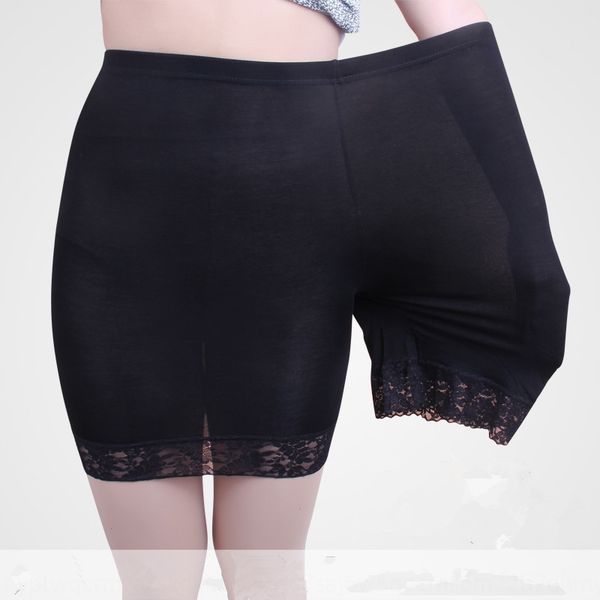 

plus plus size fat mm safe anti-exposure tight tight lace tights women's summer lace leggings modal five pants insurance pants, Black;white