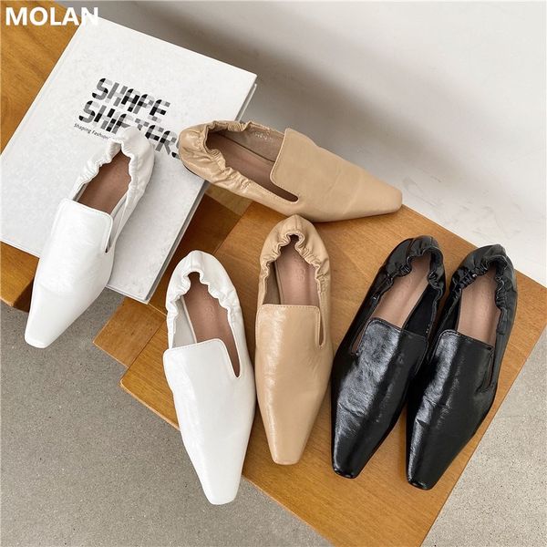 

molan brand design 2020 autumn korean fashion good leather soft comfy bottom flats women shoes slip on loafers retro moccasin, Black