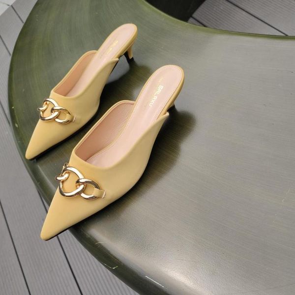 

женская обувь тапочки toe остроконечные лета женщин rivet тонкие каблуки luxury слайды med low 2020 дизайнер обложки резина основные ткани, Black