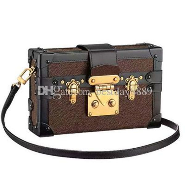 

women handbags evening bags leather fashion box designer clutch brick messenger shoulder bag petite malle come with box, Pink;blue