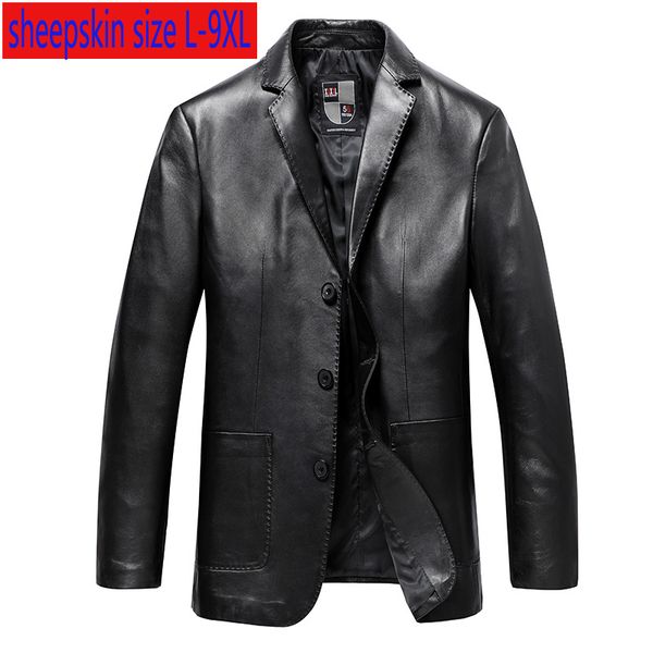 

new fashion genuine leather men clothing suit spring autumn sheep jacket casual single breasted plus size l-8xl 9xl, Black