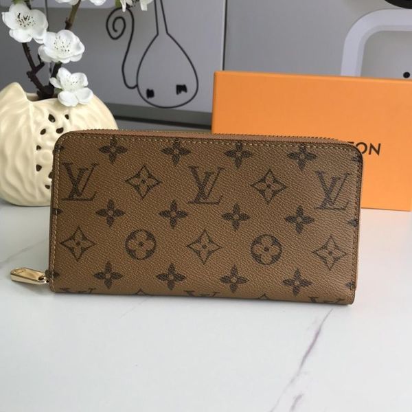 

luxury classic lady leather long wallet simple style womens wallet purses card holder handbag female zipper purse with origin box