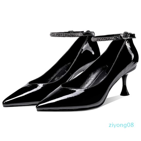 

karin new spring lady 2020 shallow high heels pumps fashion patent pu party pumps women pointed toe shoes woman z08, Black