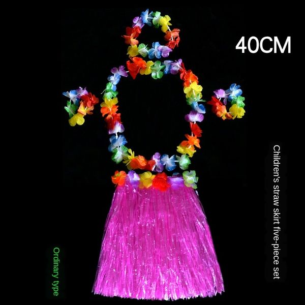 

yjbfr 40сма детской гавайская соломы юбка пяти частей набора упругой производительности талии партии 40см детская гавайской соломенная юбка, Black;red