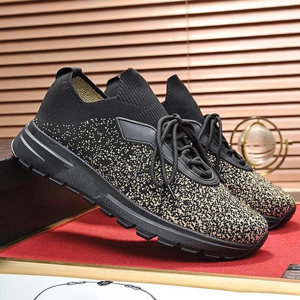 

fashion classic prax 01 knit fabric sneakers mens shoes fast delivery comfortable autumn and winter casual shoes design lace -up men shoes, Black