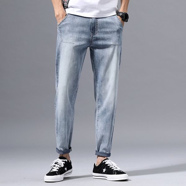 

x6m6w spring jeans men's fashion slim fit trousers and trousersfashion brand 2020 new men's ankle-length pants korean style stretc, Blue