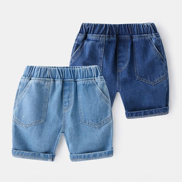 

men's jeans shorts summer new five-point foreign style casual wear casual panty jeans children's pants pants children's wear, Blue