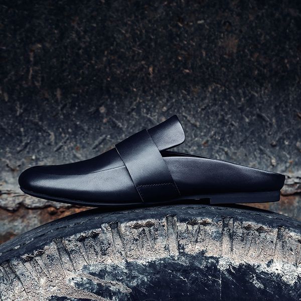 

lpiby осенью и зимой случайные мужская обувь британский сандалии и вождение тапочки стиль кожаные тапочки ленивые бездельники сандалии корей