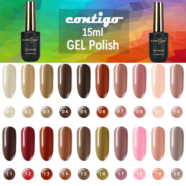 

nail gel contigo polish permanent for nails uv varnish hybrid gellac 15ml manicure lacquer 60 colors paint art lack, Red;pink