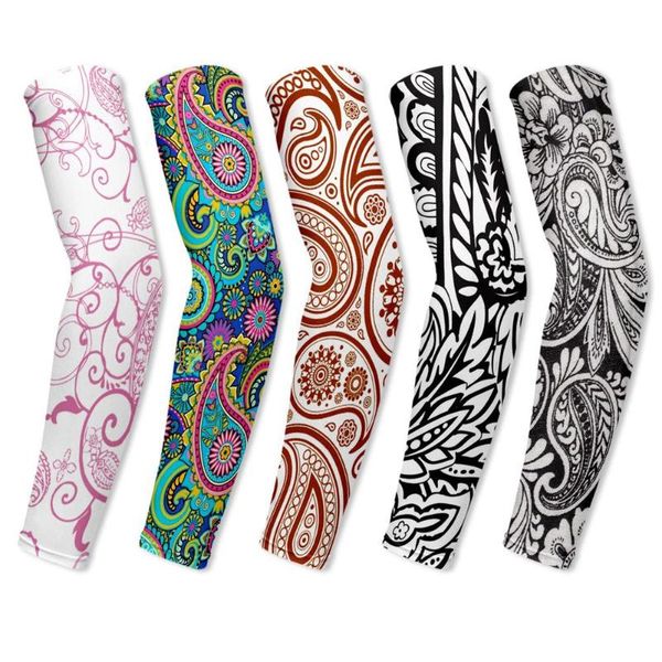 

paisley print summer outdoor sports cooling arm sleeves sun protection covers uv protection volleyball bands, Black;gray